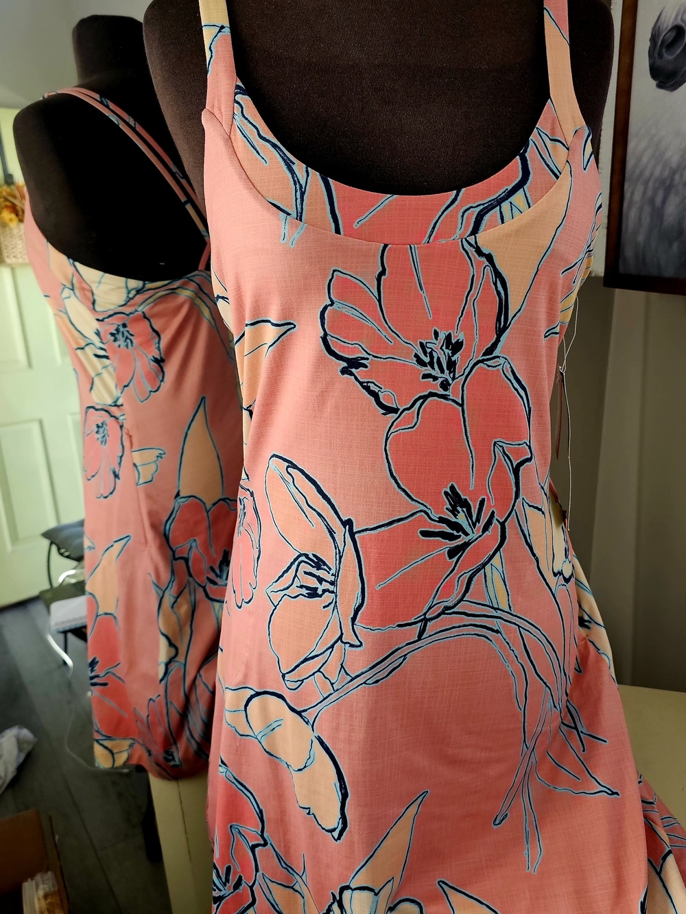 Title Nine Coral Pink Floral Asymmetrical Dress